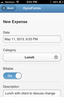 Mobile Form - Expenses