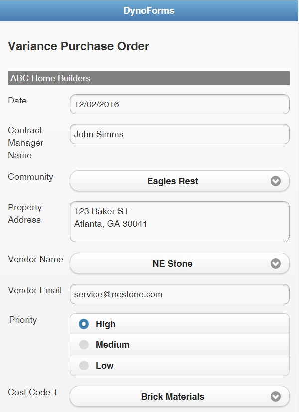 Variance Purchase Order