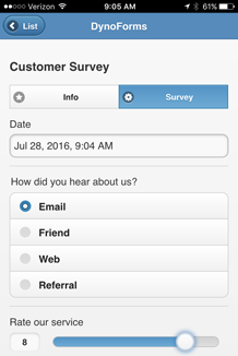 Mobile Form - Customer Survey