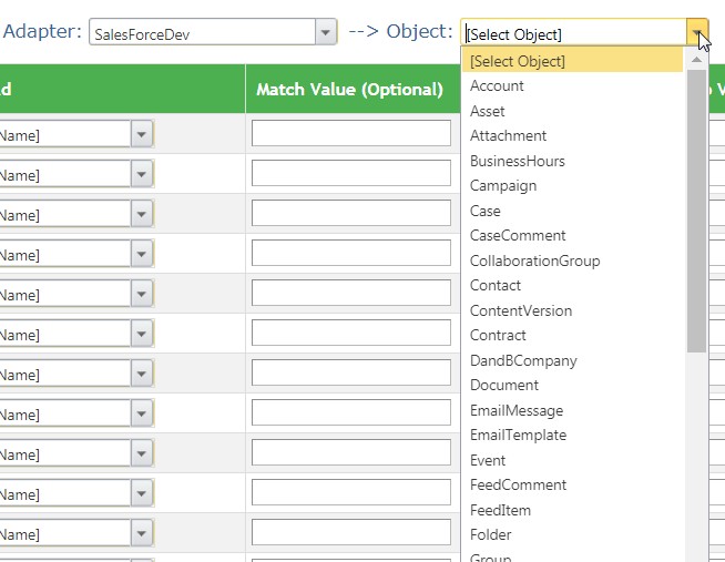 Salesforce Object Selection